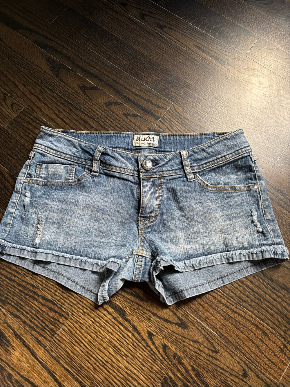 Mudd Women's Faded Blue Denim Cutoff Shorts